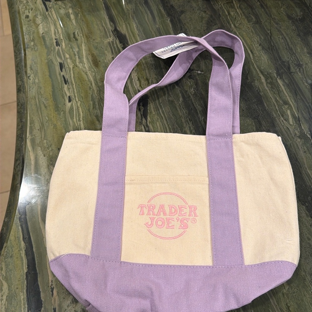Trader Joe’s mini pastel canvas tote bag
